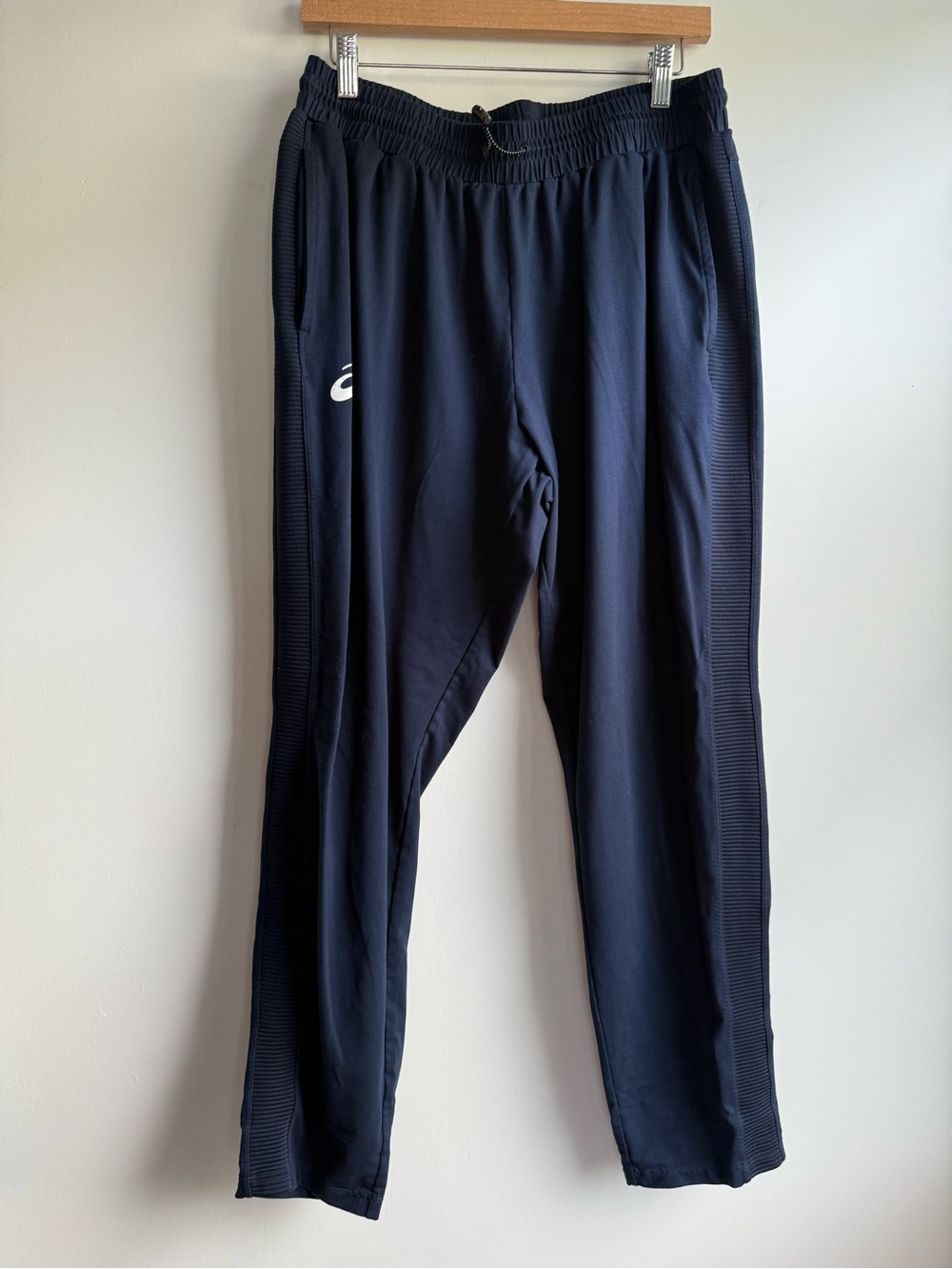 Asics Men’s Navy Ribbed Side-Trim Jogger Pants
